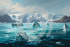 Iceberg floating ocean. Generate Ai