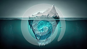 Iceberg Floating On Sea - Appearance And Global Warming Concept. Generative AI