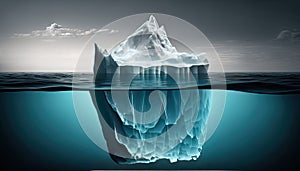 Iceberg Floating On Sea - Appearance And Global Warming Concept. Generative AI