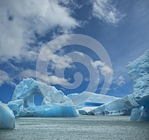 Iceberg floating in the water.