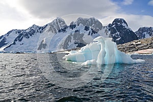 Iceberg in front of mountains