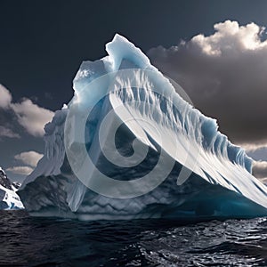 Iceberg, frozen ice on sea, showing hidden risk and danger