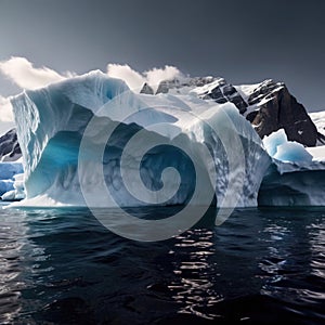 Iceberg, frozen ice on sea, showing hidden risk and danger