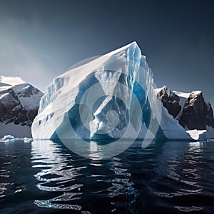 Iceberg, frozen ice on sea, showing hidden risk and danger