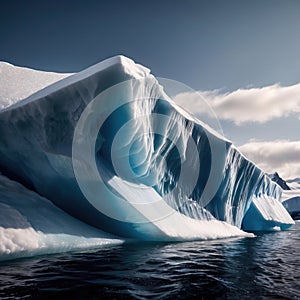 Iceberg, frozen ice on sea, showing hidden risk and danger