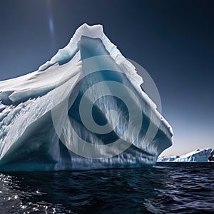 Iceberg, frozen ice on sea, showing hidden risk and danger