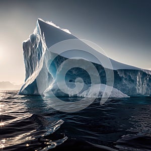 Iceberg, frozen ice on sea, showing hidden risk and danger