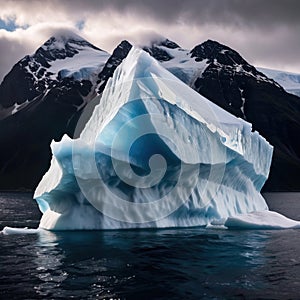 Iceberg, frozen ice on sea, showing hidden risk and danger