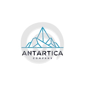 Iceberg geometric logo design in trendy linear line style illustration , abstract mountain ice peak outline clip art logo