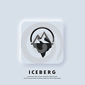 Iceberg geometric logo. Iceberg icon. Vector. UI icon. Snow mountain in the ocean. Abstract mountain ice peak. Neumorphic UI UX