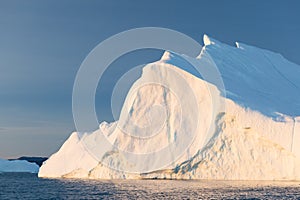 Iceberg in Greenland. Midnight sun, Ilulissat. Global warming