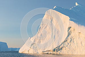 Iceberg in Greenland. Midnight sun, Ilulissat. Global warming