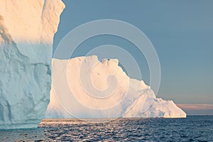 Iceberg in Greenland. Midnight sun, Ilulissat. Global warming