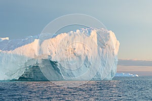 Iceberg in Greenland. Midnight sun, Ilulissat. Global warming