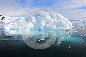 Iceberg ice floe reflection in Antarctic Peninsula