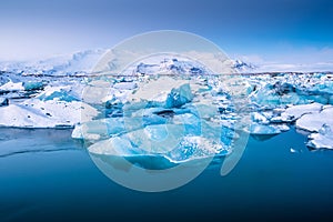 Iceberg in ice lagoon - Jokulsarlon, Iceland. photo