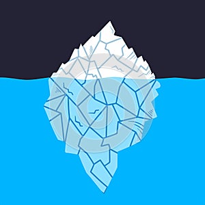 Iceberg icy mountain floating on water vector illustration