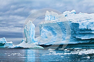 Iceberg landscape nature of Antarctica, climate change concept background