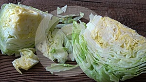 Iceberg lettuce fresh salad leaves.
