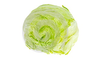 Iceberg lettuce head isolated on white background.