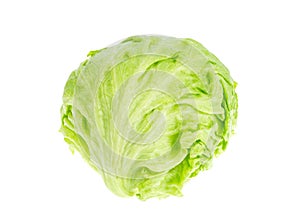 Iceberg lettuce head isolated on white background.