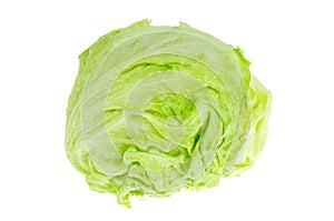 Iceberg lettuce head isolated on white background.