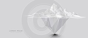 Iceberg. Low polygonal, wireframe, and mesh illustration
