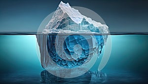 iceberg model in polar regions which shows a big hidden potential beneath the surface created with generative ai
