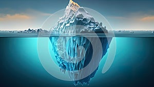 iceberg model in polar regions which shows a big hidden potential beneath the surface created with generative ai