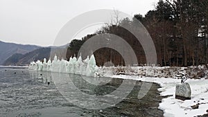 Iceberg near the icy river at Nami Island South Korea