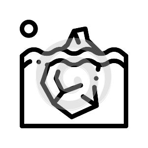 Iceberg In Ocean Global Warm Vector Thin Line Icon