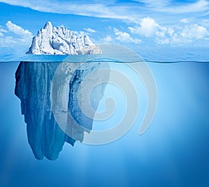Iceberg in ocean. Hidden threat concept. 3d illustration photo