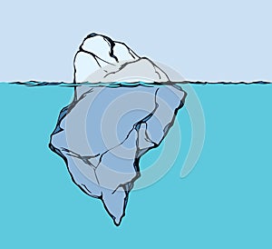 Iceberg in the ocean. Vector drawing