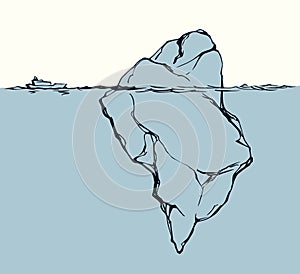 Iceberg in the ocean. Vector drawing