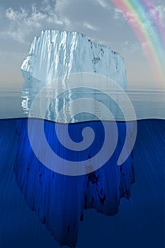 Iceberg and rainbow at sea Illustration