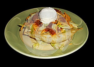 Iceberg salad with minced meat and sour cream, isolated