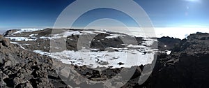 Iceberg at summit of mount Kilimanjaro panoramic