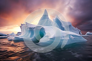 iceberg at sunset, AI generated