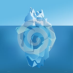 Iceberg under and above water. Vector illustration