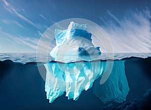 Iceberg - Underwater Risk - Global Warming Concept - 3d Rendering. Generated AI