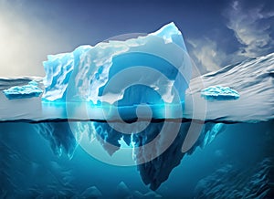 Iceberg - Underwater Risk - Global Warming Concept. Generated AI