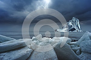 Iceberg in the wide ocean. Abstract natural backgrounds
