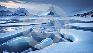 Icebergs in Antarctica. Global warming and climate change concept.