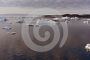 Icebergs on arctic ocean in Greenland