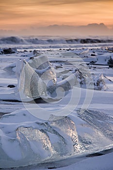 Icebergs on a beach