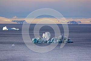 Icebergs in British channel. Franz Joseph Land