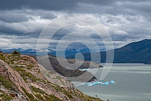 Icebergs calved by the Grey Glacier in the Southern Patagonian Ice Field, Chile