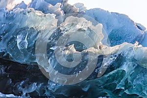 Icebergs coming from the Skaftafellsjokul glacier in the Jokulsarlon lagoon in Iceland