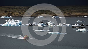 Icebergs on Fjallsarlon glacier lagoon, Iceland