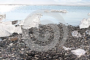 Icebergs float on Jokulsarlon glacier lagoon - Iceland